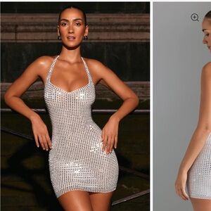 Oh Polly Amolika Embellished Halter Neck Dress Taller Length